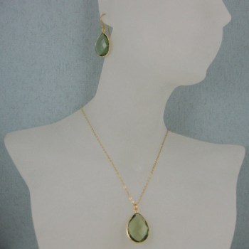Vergulde zilveren 50 cm lange ketting met hanger en oorbellen